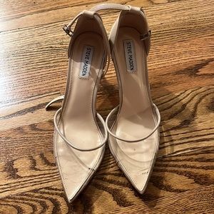 STEVE MADDEN CLEAR POINTED TOE HEEL WITH NUDE PIPING SIZE 10 women’s heel